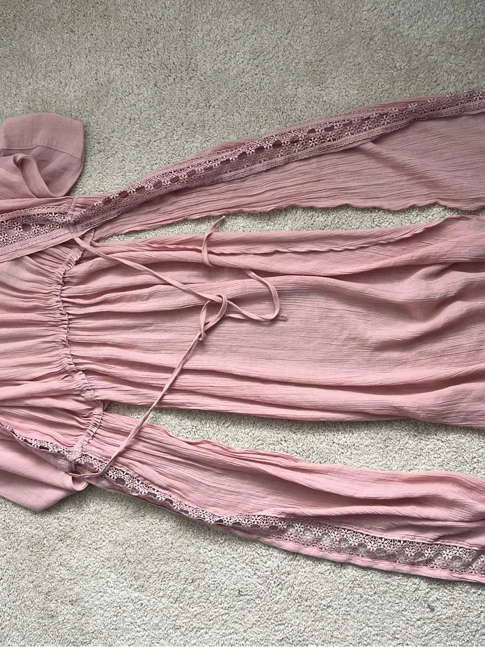 Love Tree Blush Pink Crochet Trim Kimono Duster Cardigan - Picture 10 of 10